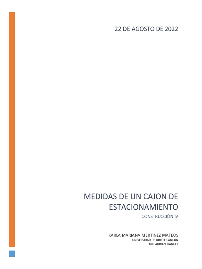 Medidas de Un Cajon de Estacionamiento PDF Transporte Vehículos