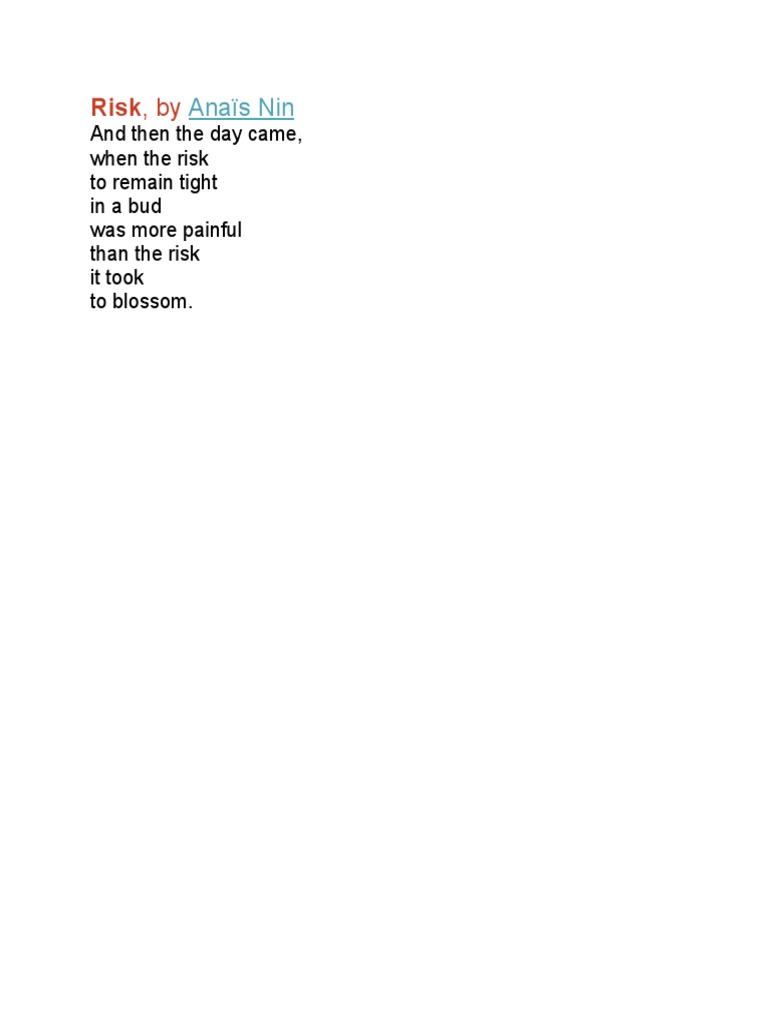 Risk, By: Anaïs Nin | PDF