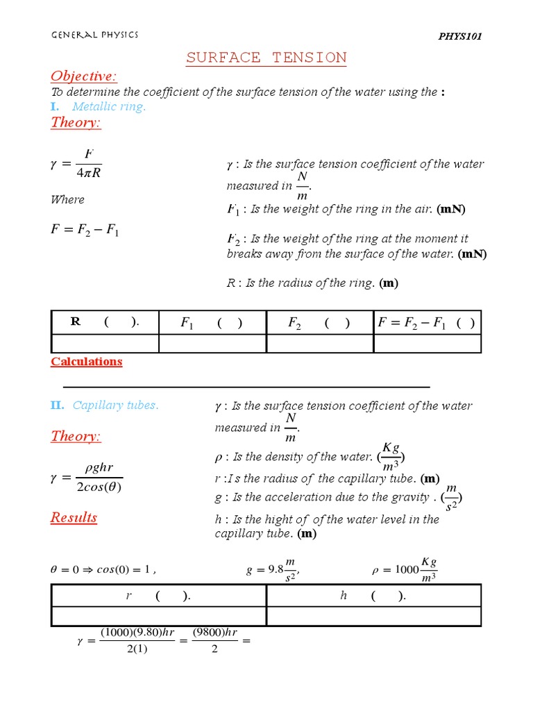 Surface Tension PDF