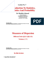 Lecture 7 (Measure of Dispersion, QD, SD, Var and CV