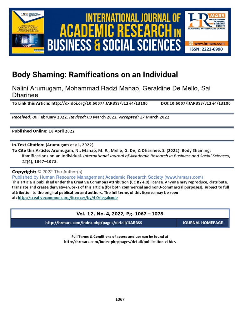 Body Shaming Ramifications On An Individual | PDF | Shame | Self Esteem