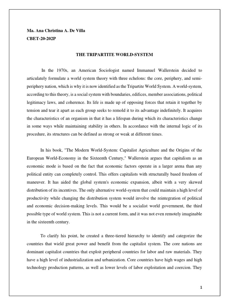Understanding the Tripartite World System | PDF | World Systems Theory ...