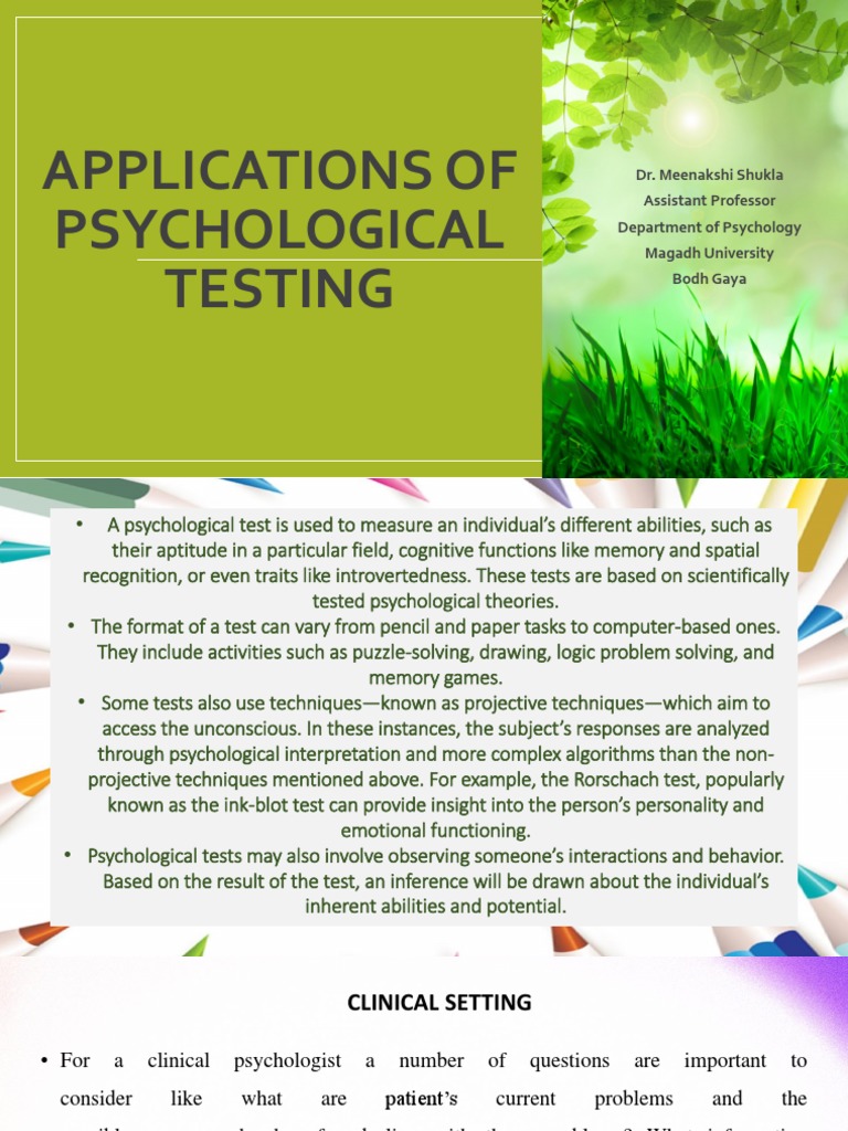 Applications of Psychological Testing | PDF | Medical Diagnosis | Major ...
