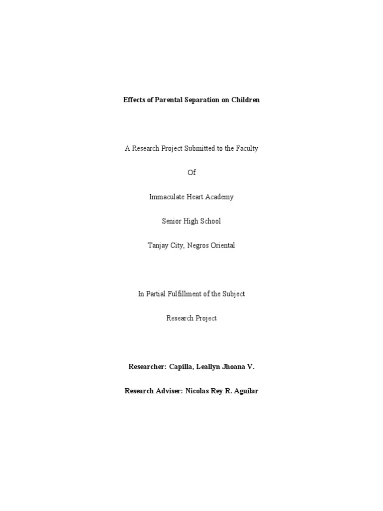 Effects of Parental Separation on Children | PDF | Psychological Trauma ...