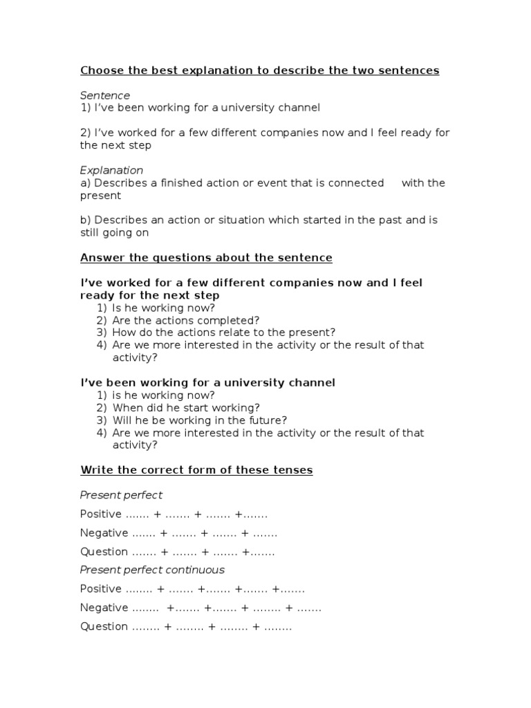 Present Perfect and Continous Guided Discovery | PDF