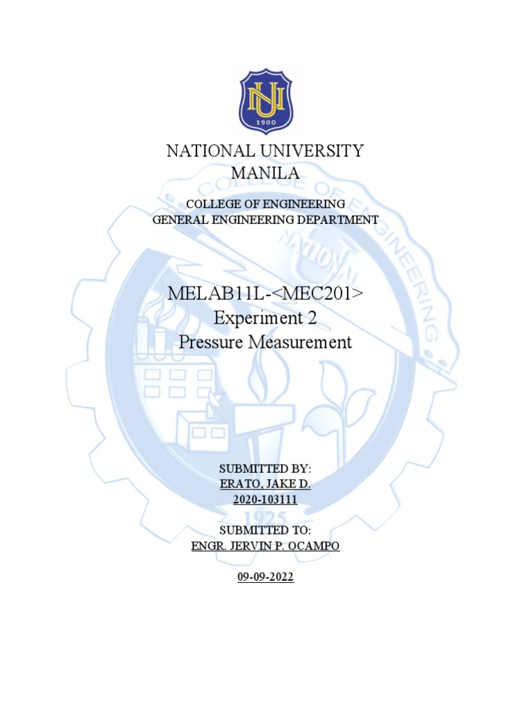 Experiment 2 Pdf Experiment Pressure Measurement