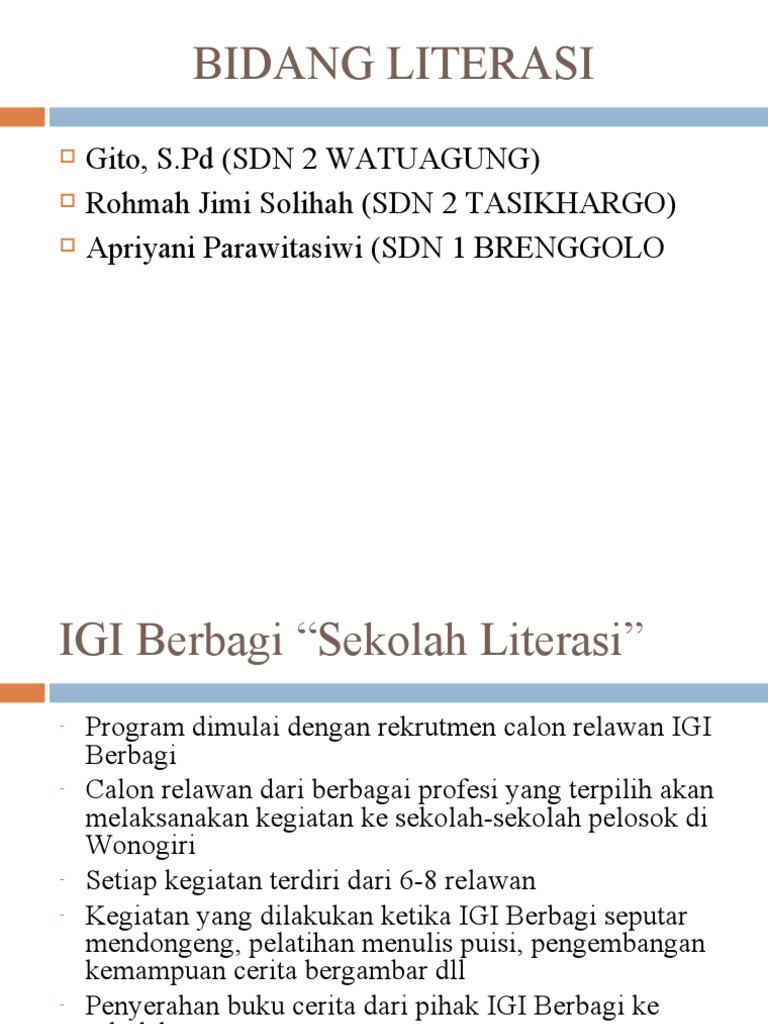 Proker Bidang Literasi Pdf