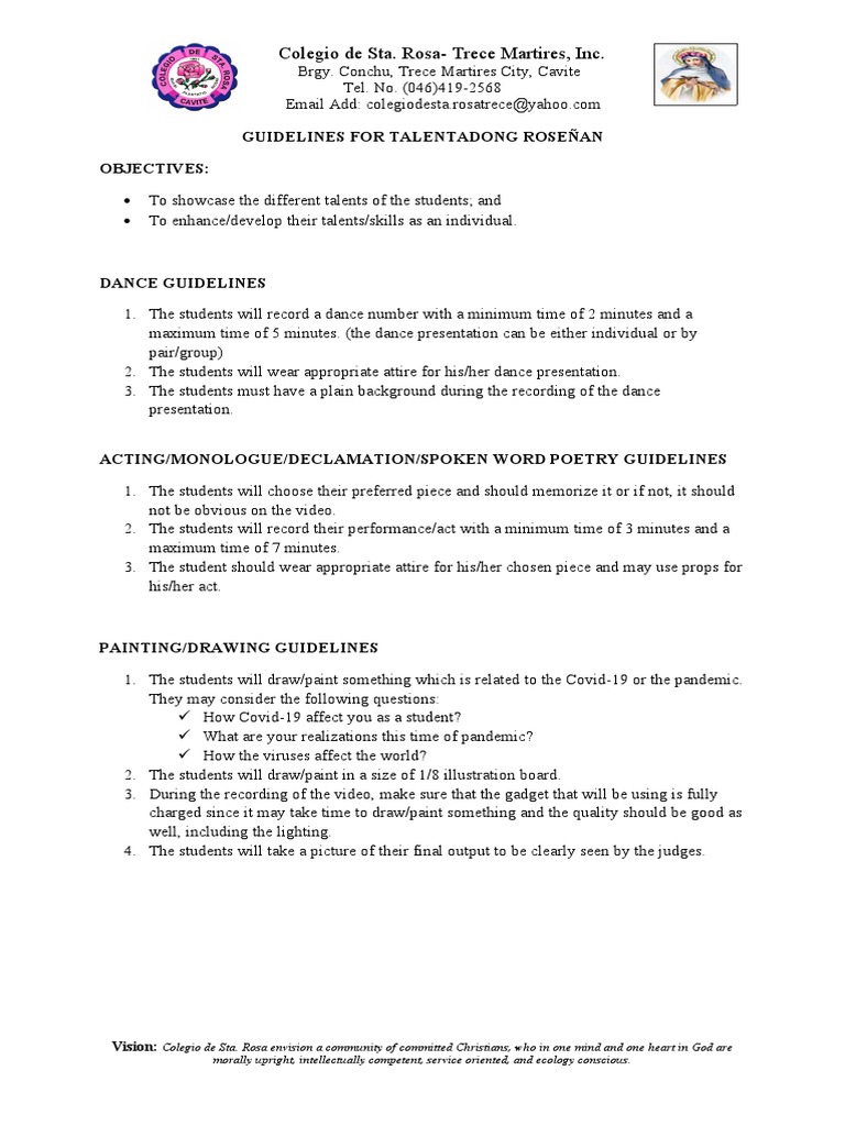 Talent Showcase Guidelines for Students | PDF | Career & Growth
