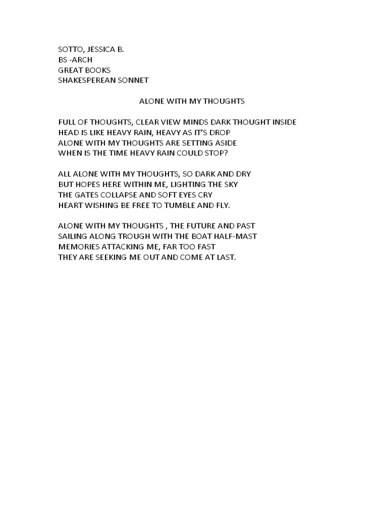 All Alone With My Thoughts | PDF