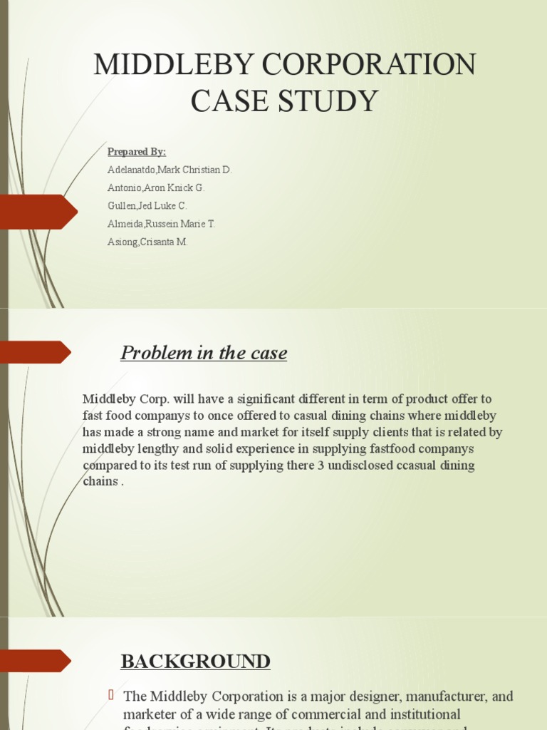 Middleby Corporation | PDF | Restaurants | Fast Food