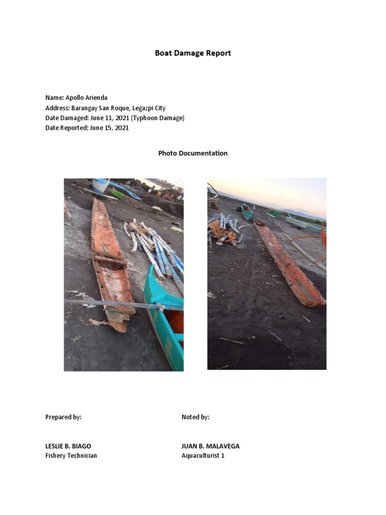 Typhoon Damage Report for Boat | PDF