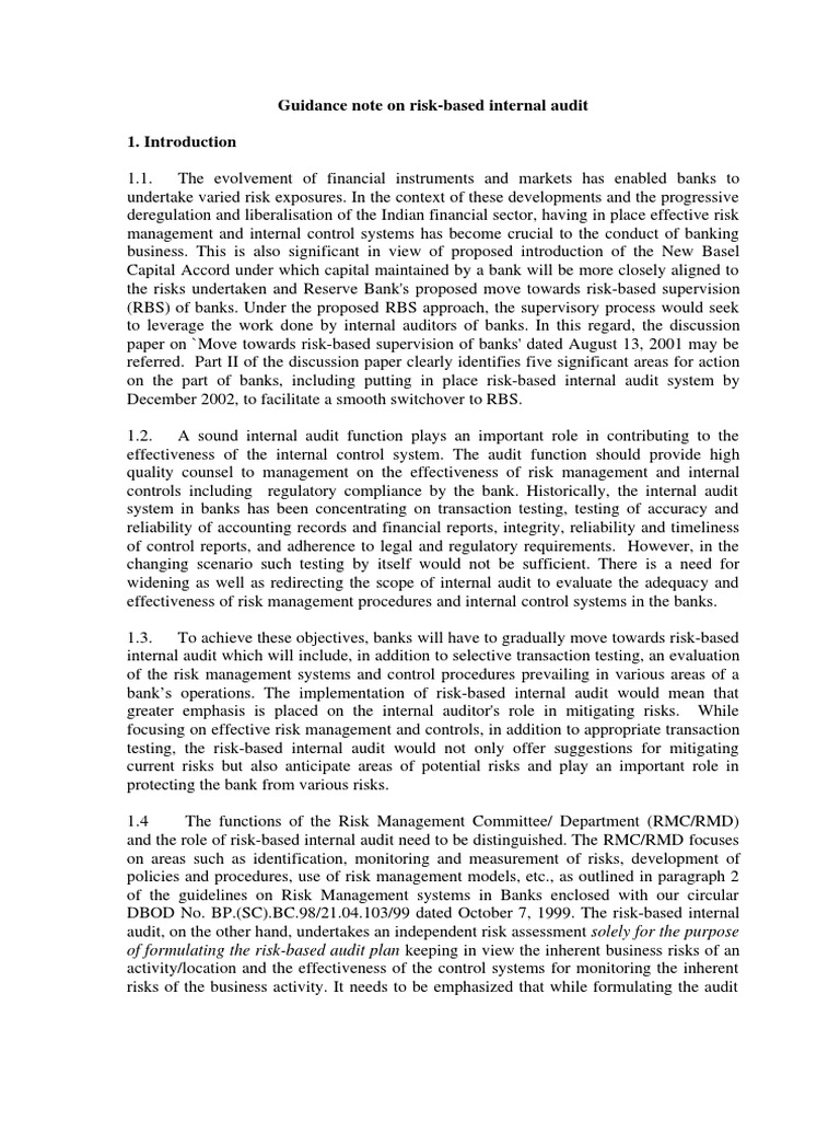 Rbi guidance note on risk based internal audit 33472 pdf internal