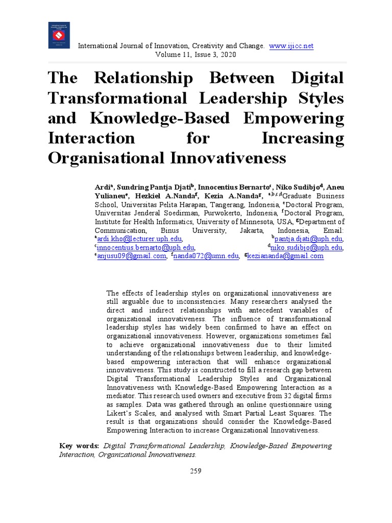 Digital Leadership and Organizational Innovation | PDF