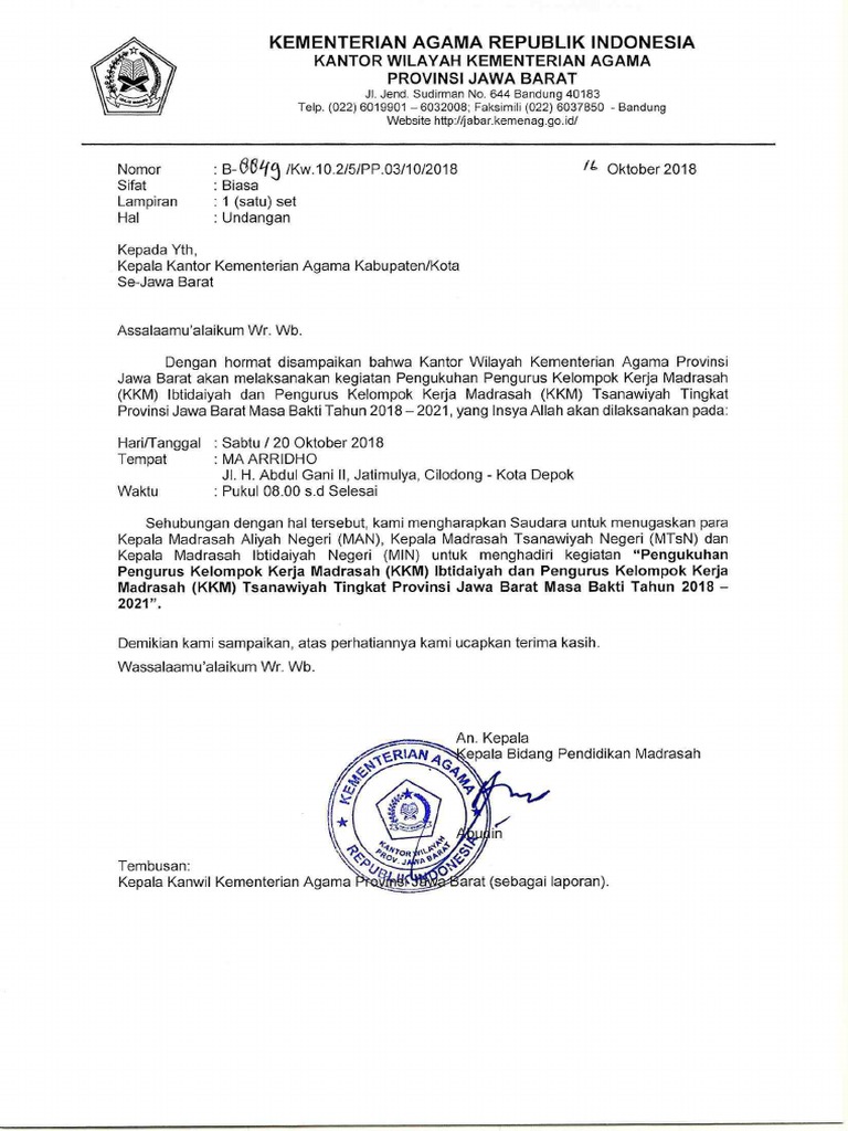Undangan Kepala Madrasah Negeri | PDF