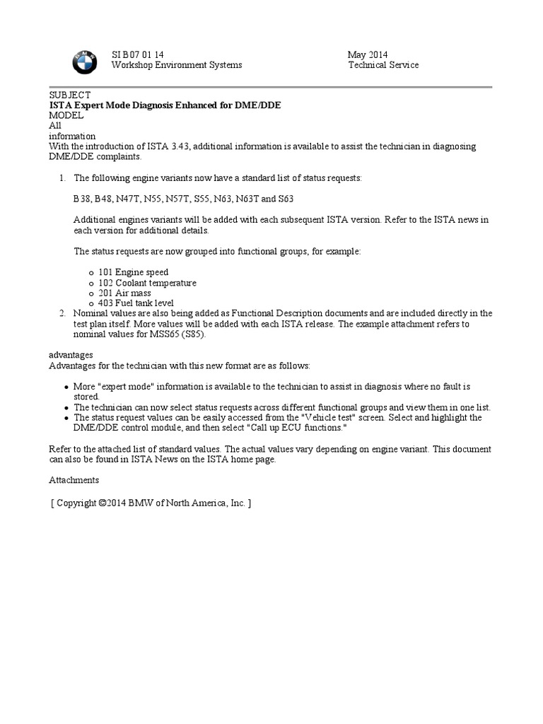 ISTA Expert Mode Diagnosis Enhanced For DMEDDE | PDF | Throttle | Valve