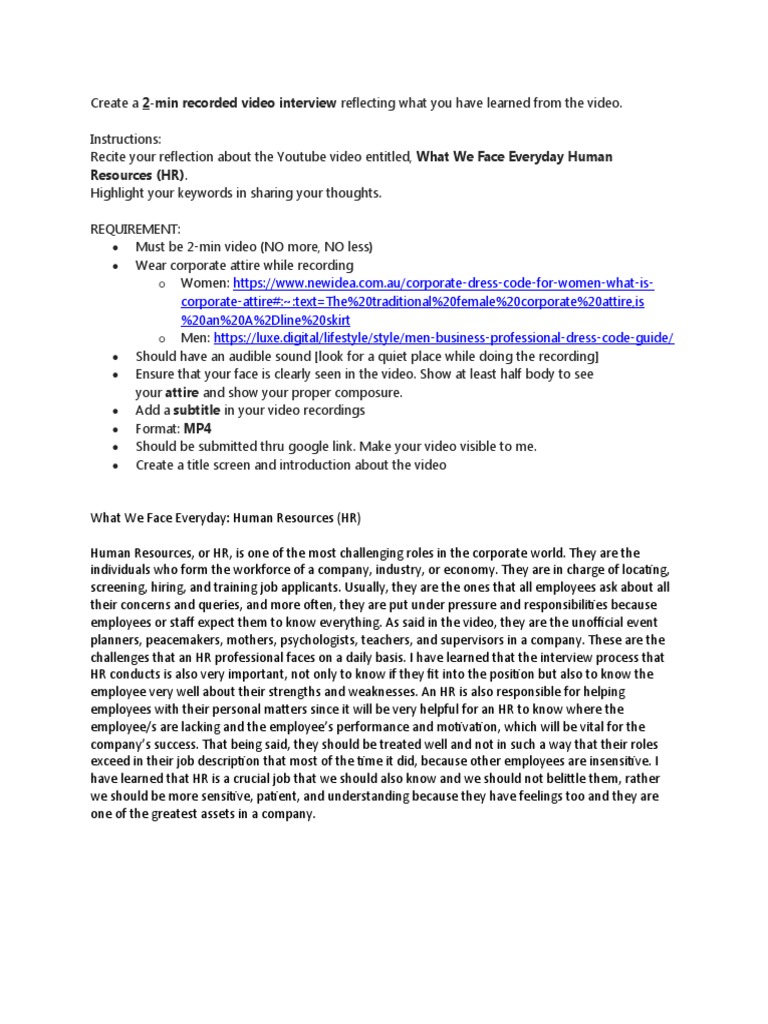 HR Video Reflection: Key Insights | PDF | Human Resources | Business