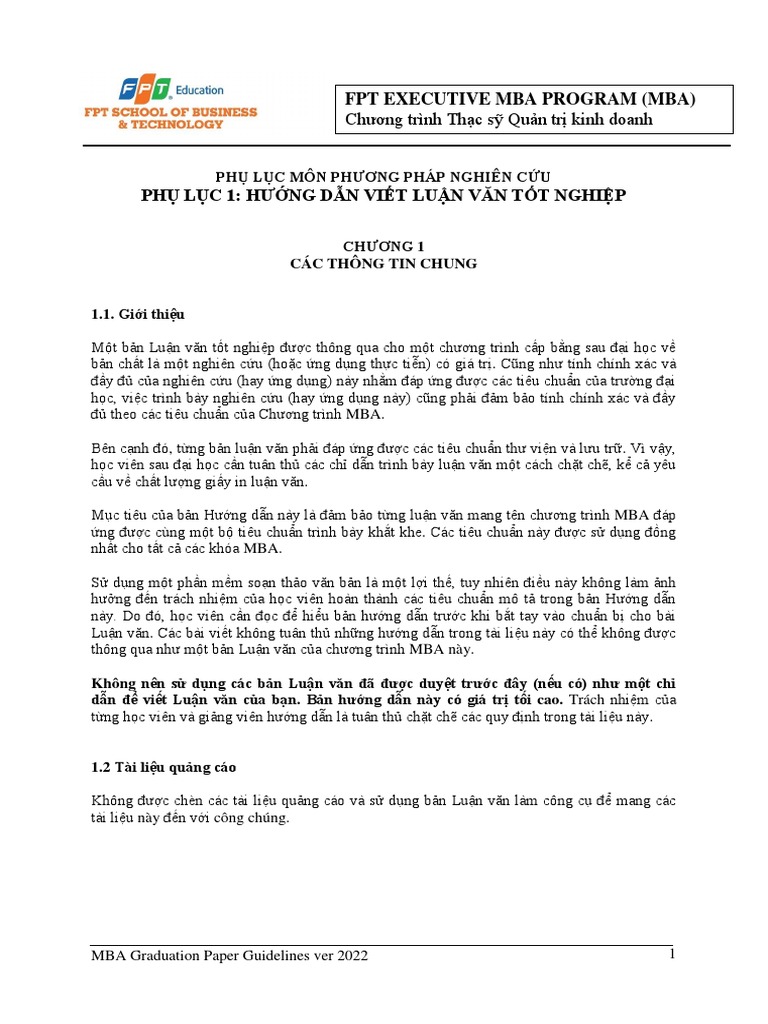 Phu Luc RMB501.41 - Huong Dan Viet LVTN MBA - 220429 | PDF