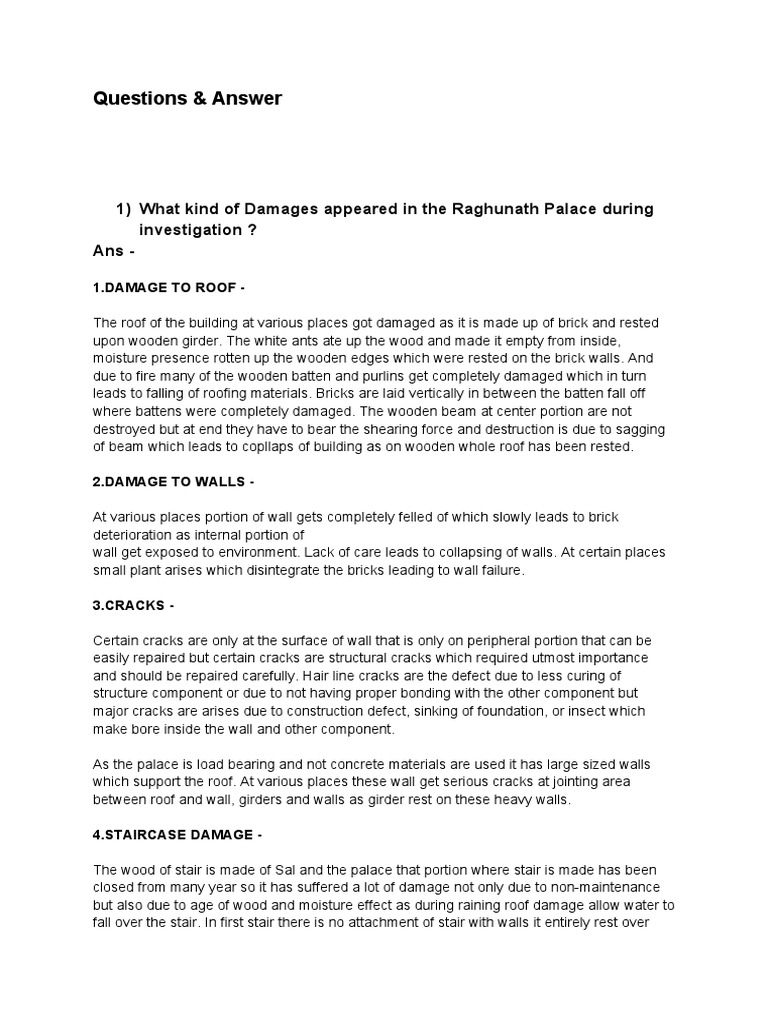 Questions & Answer For Rehabilitation of Building PDF Plaster