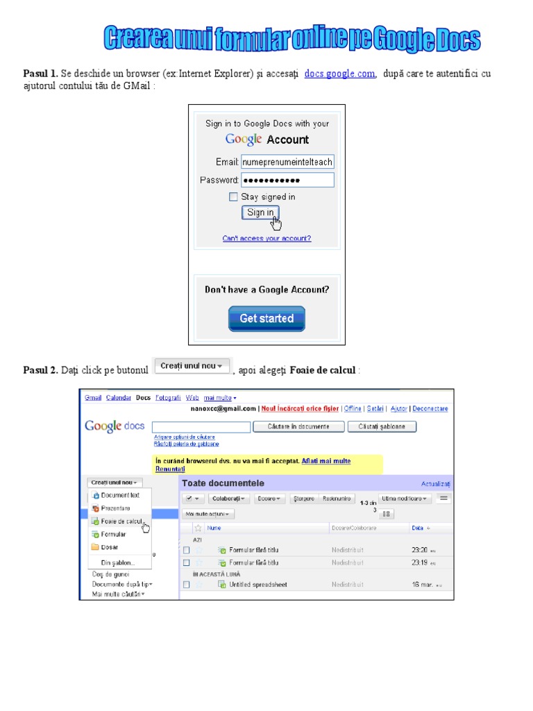 Crearea Unui Formular Online Pe | PDF