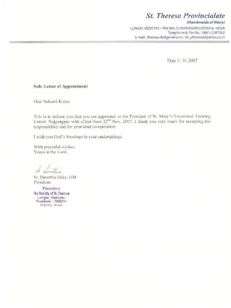 Appointment Letter PDF