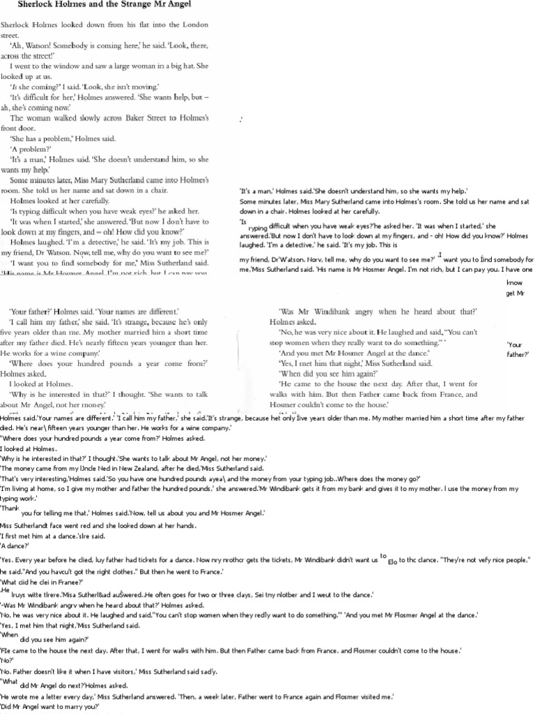 Sherlock Holmes and The Strange MR Angel TEXT | PDF