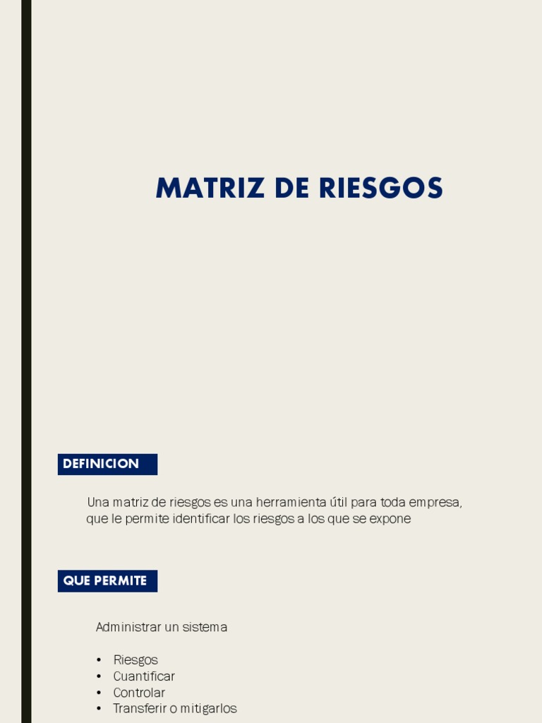 PRESENTACIÓN - Matriz de Riesgos | Descargar gratis PDF | Riesgo | Toma ...