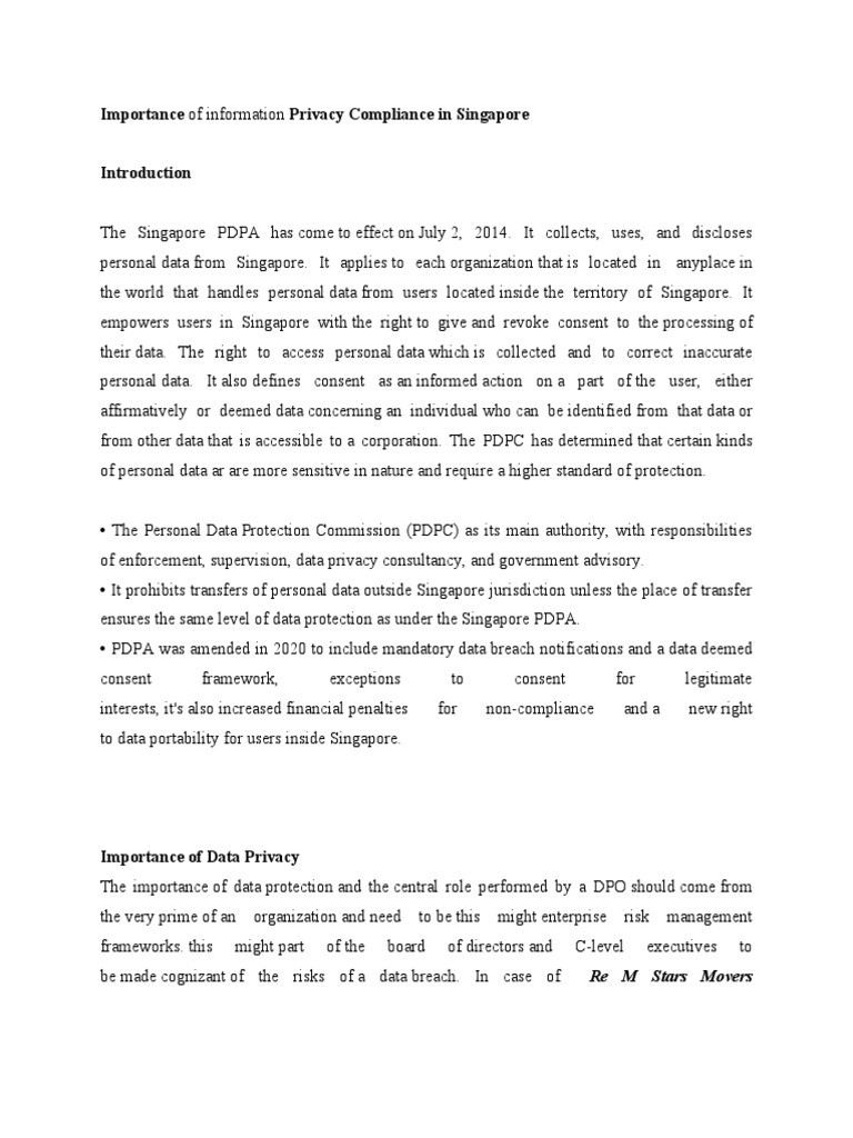 Importance of Data Compliance in Singapore - Naina | PDF | Information ...