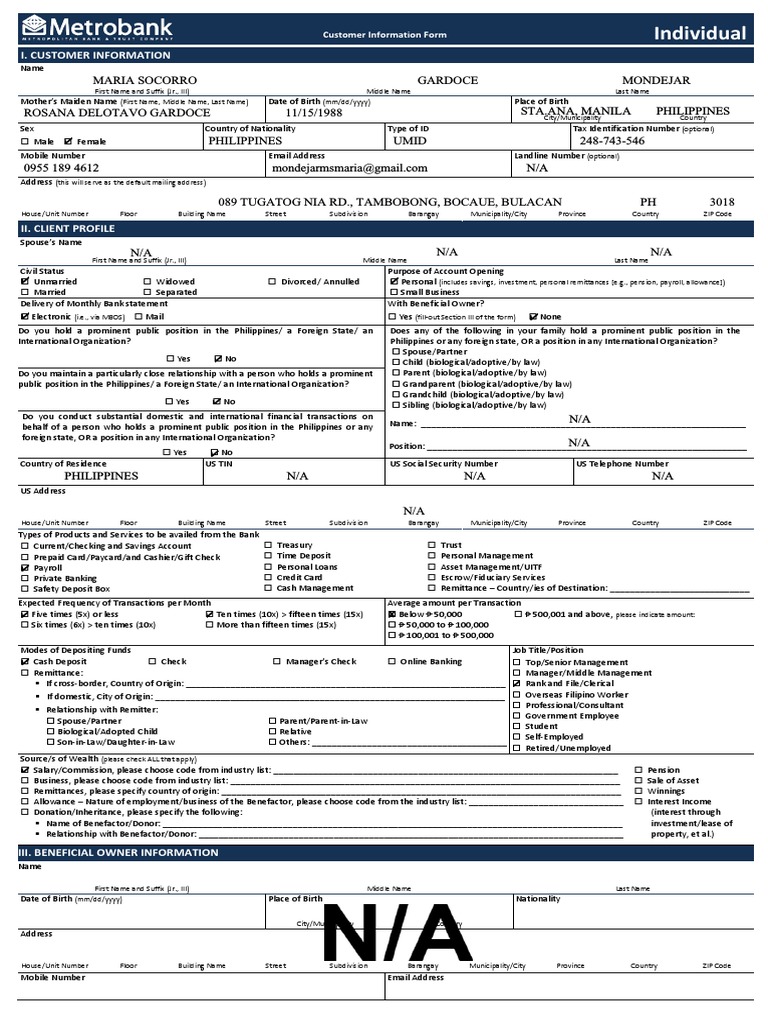 SIGNED-Customer Information Form With Data Consent and Signature Card | PDF