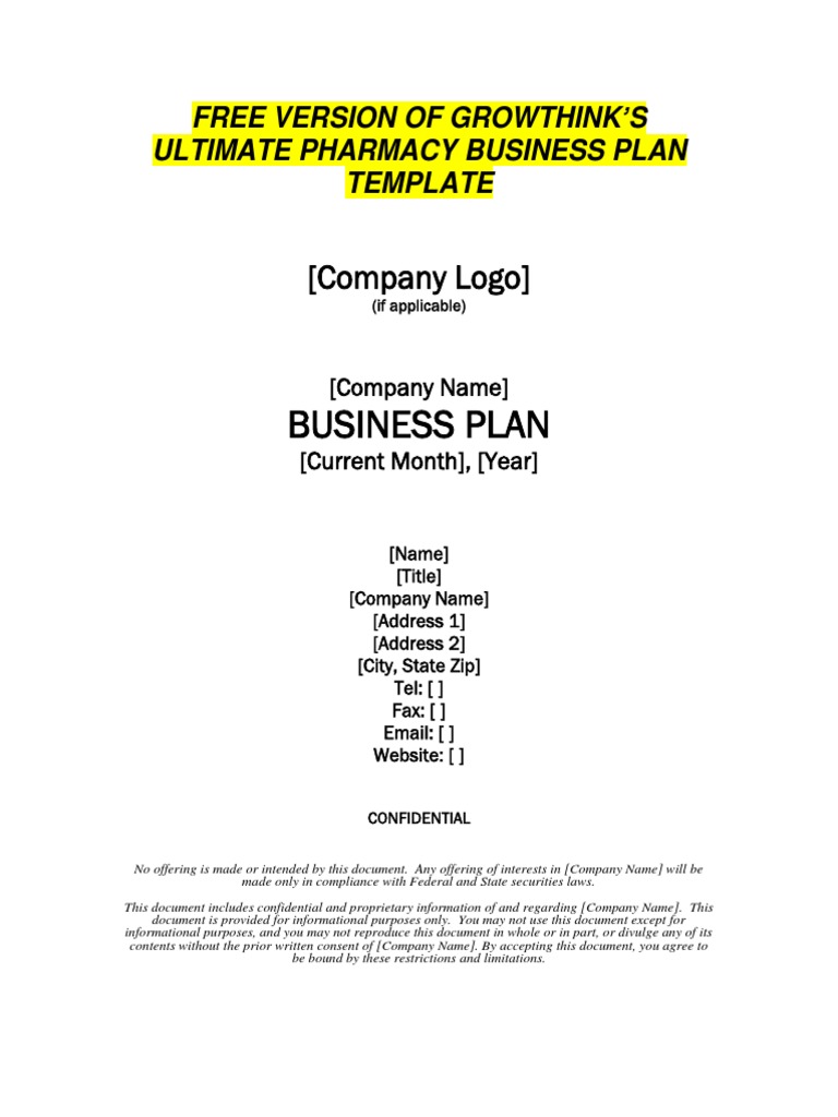 Free Version of Growthinks Pharmacy Business Plan Template 1 PDF Free Version of Growthinks Pharmacy Business Plan Template 1 PDF