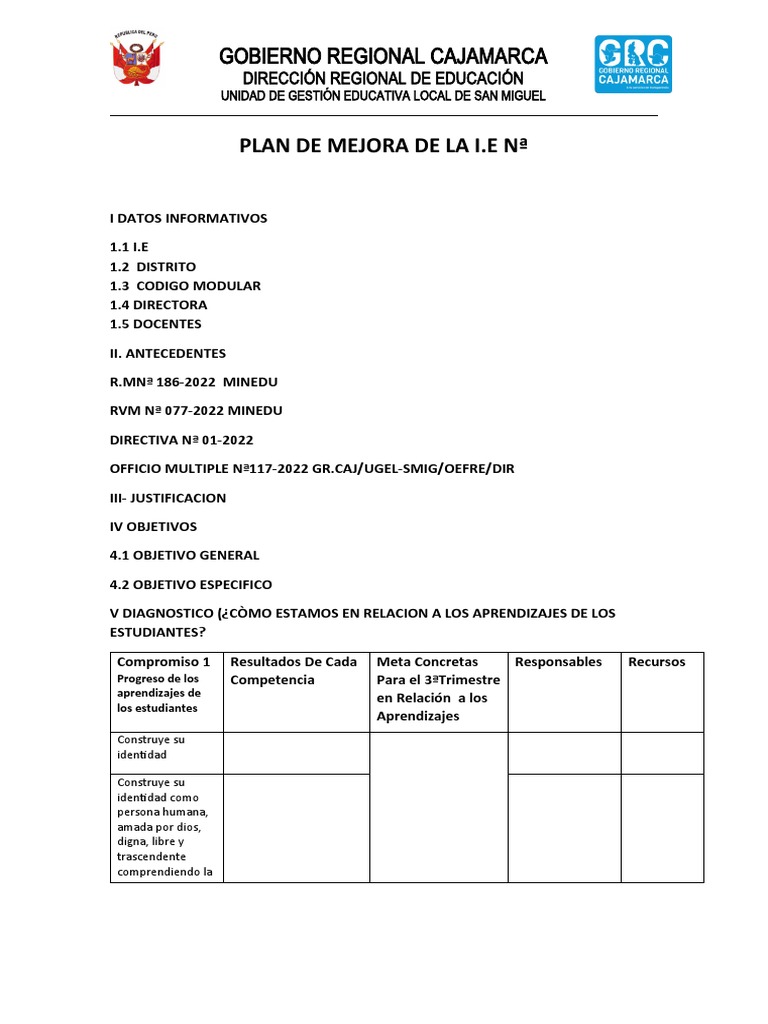 Plan de Mejora de Aprendizajes 2025 | PDF