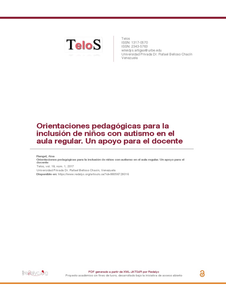 Inclusión de niños con autismo en aula regular | PDF | Espectro autista ...
