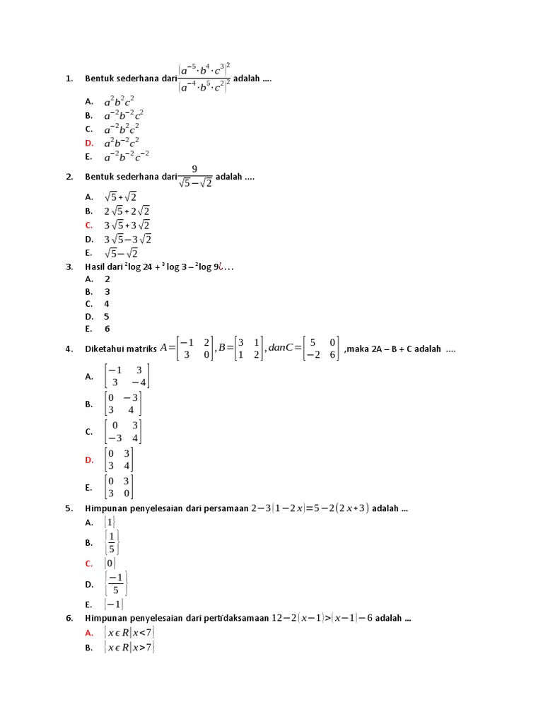 Soal Matematika dan Penyelesaiannya | PDF