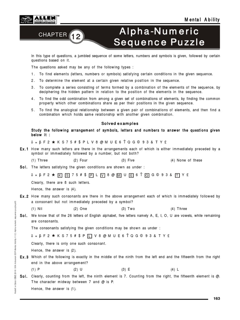 12 AlphaNumeric Sequence Puzzle PDF