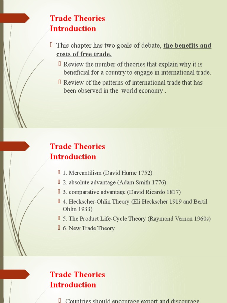 Overview of Trade Theories | PDF | Mercantilism | Comparative Advantage