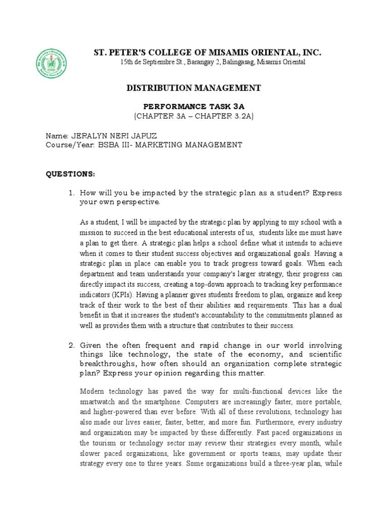 Performance Task 3a | PDF