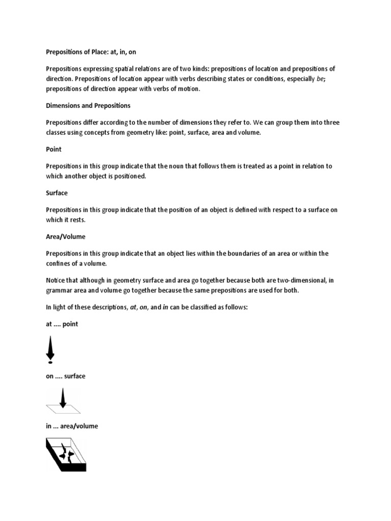 Prepositions Of Place At In On Pdf
