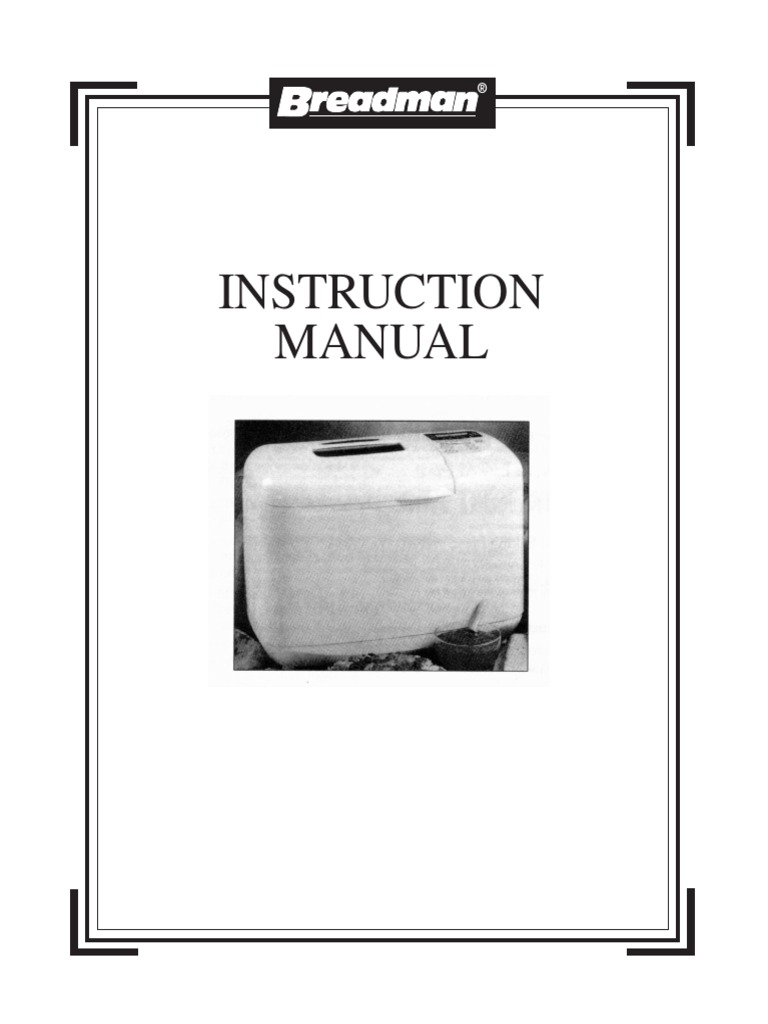 Breadman Plus tr845 Manual de Instrucciones PDF Breads Dough