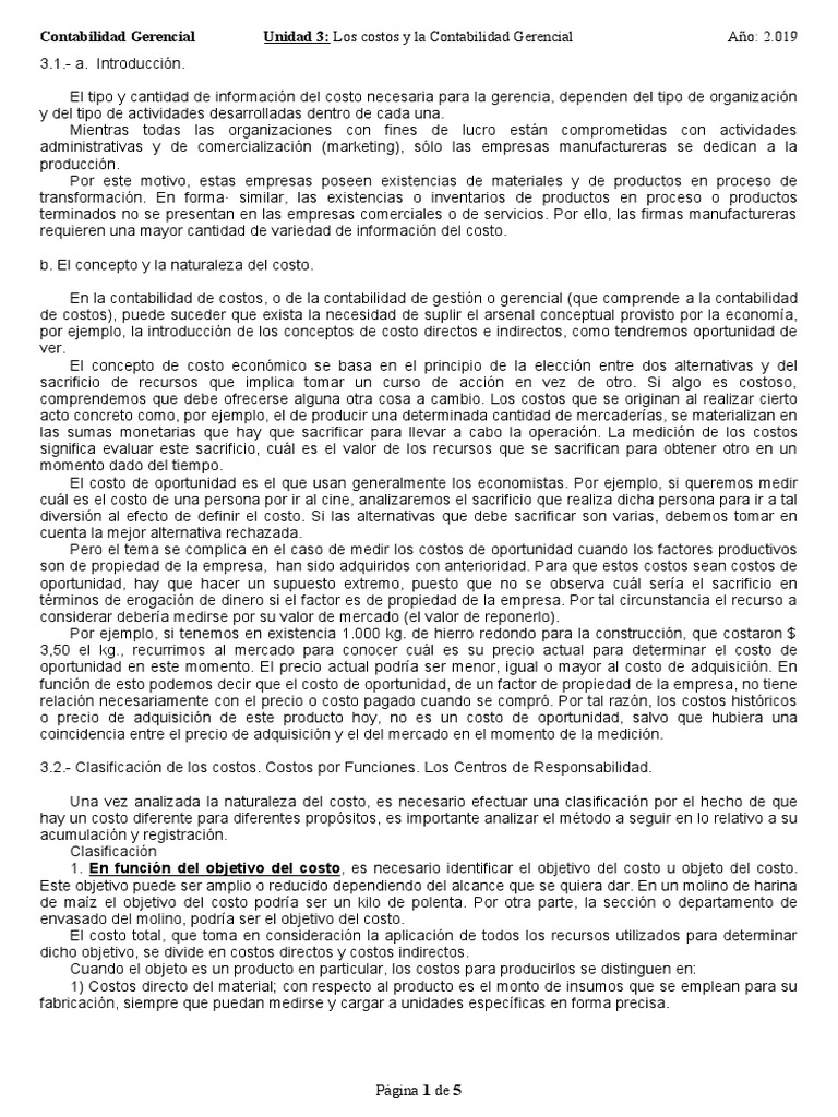 Contabilidad Gerencial Unidad 3 Pdf Costo Contabilidad