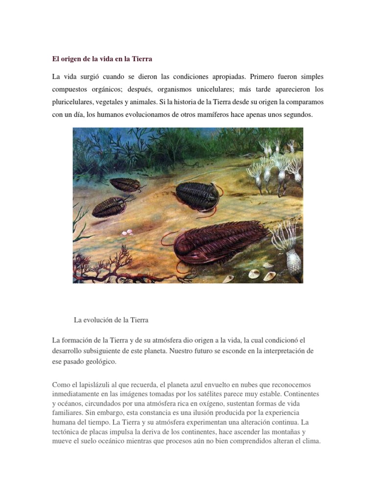 Origen de la vida en la Tierra | PDF