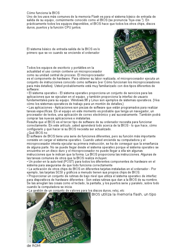 Funcionamiento de la BIOS en PCs | PDF | Bios | Hardware de la computadora