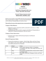 WRO India 2022 Format Change Announcement 13th May