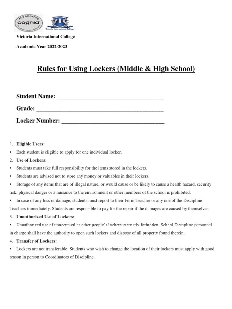 Lockers Policy PDF Justice Crime & Violence