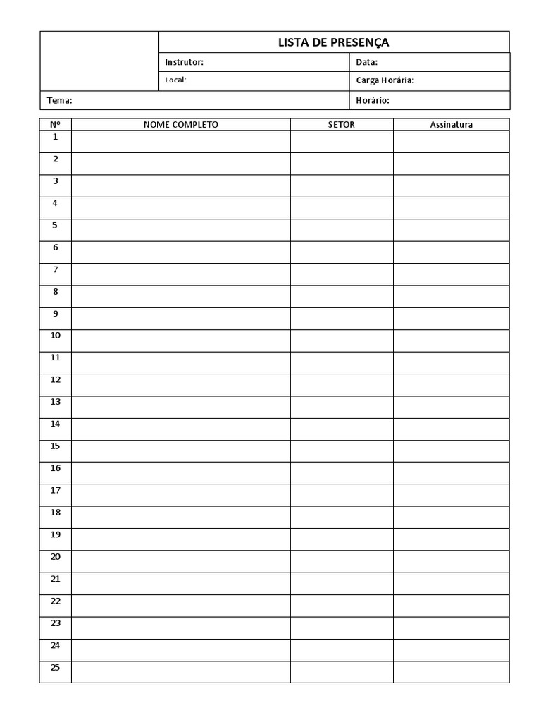 Lista de Presença para Treinamento | PDF
