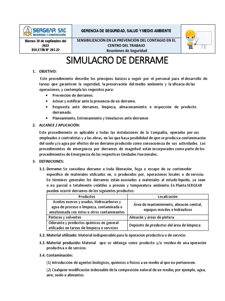 Simulacro de Derrame | PDF | Contaminación | Residuos