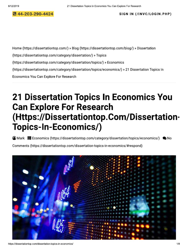 dissertation on economics topics