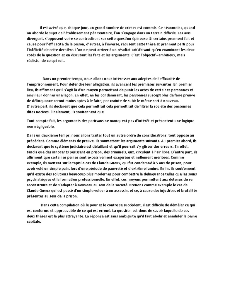 Arguments pour et contre la prison | PDF | Prison
