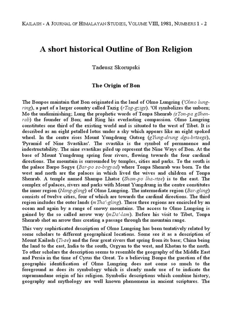 Bon Religion's Origins & Teachings | PDF | Vajrayana | Monk