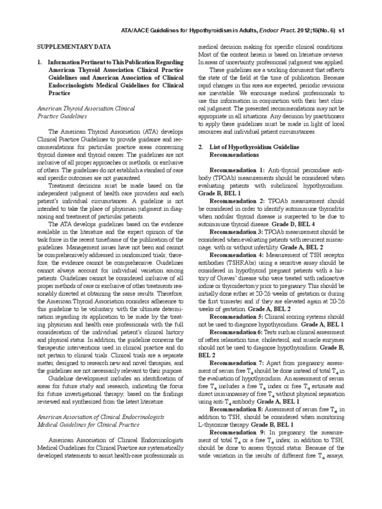 ATA HYPOTHYROIDISM GUIDELINES PDF visual data 2