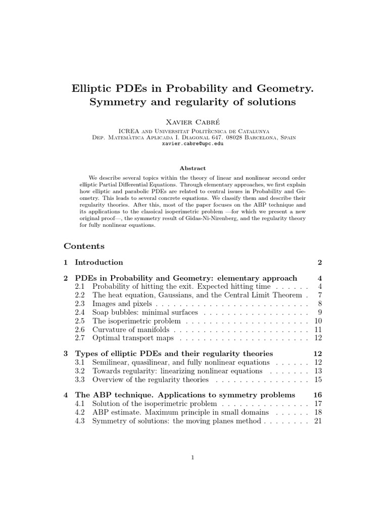 Elliptic PDEs: Probability and Geometry Insights | PDF | Partial ...