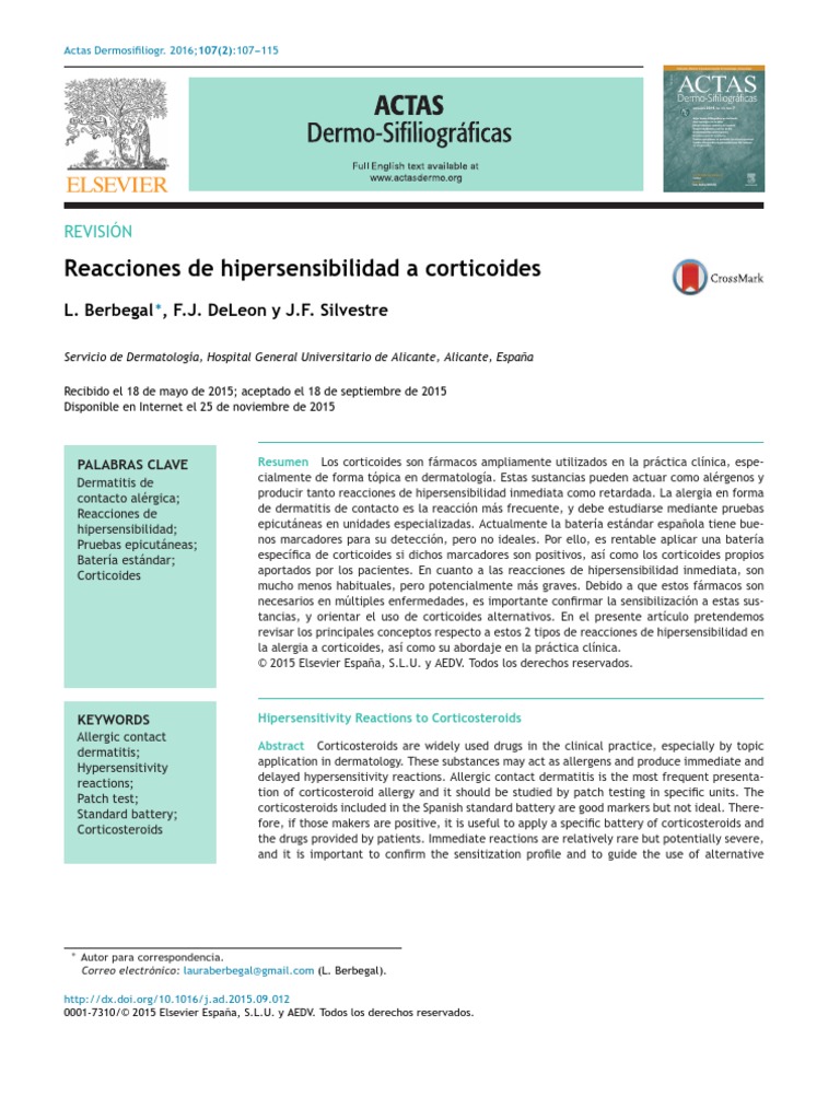 Alergia A Corticoides y Manejo | PDF